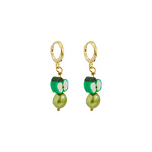 Load image into Gallery viewer, Green apples and green freshwater pearl earrings | by Ifemi Jewels