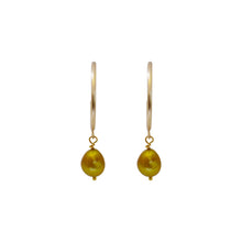 Load image into Gallery viewer, Gold freshwater pearl hoop earrings | by Ifemi Jewels