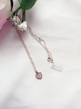 Load image into Gallery viewer, Candy Striped Heart Necklace, Playing Cards inspired Queen of Hearts | by lovedbynlanla