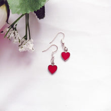 Load image into Gallery viewer, Classic Red Hearts Earrings, Playing Cards inspired Queen of Hearts | by lovedbynlanla
