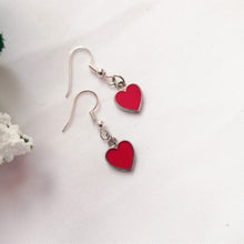 Load image into Gallery viewer, Classic Red Hearts Earrings, Playing Cards inspired Queen of Hearts | by lovedbynlanla