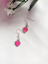 Load image into Gallery viewer, Rose Pink Hearts Earrings, Playing Cards inspired Queen of Hearts | by lovedbynlanla
