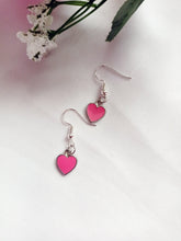 Load image into Gallery viewer, Rose Pink Hearts Earrings, Playing Cards inspired Queen of Hearts | by lovedbynlanla