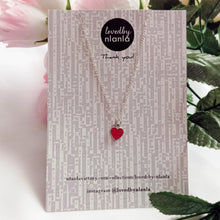 Load image into Gallery viewer, Classic Red Heart Necklace, Playing Cards inspired Queen of Hearts | by lovedbynlanla