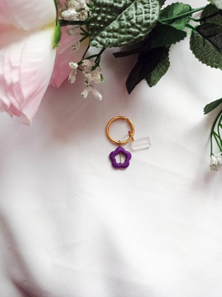 Purple Flower Key Chain, Floral Keychain, Vibrant Key Accessory, Nature-Inspired Keyring | by lovedbynlanla
