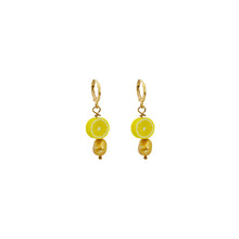 Load image into Gallery viewer, Gold freshwater pearl with lemon huggie earrings| by Ifemi Jewels