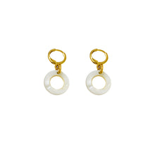 Load image into Gallery viewer, Circle Shell Huggie Minimalist Earrings | by Ifemi Jewels