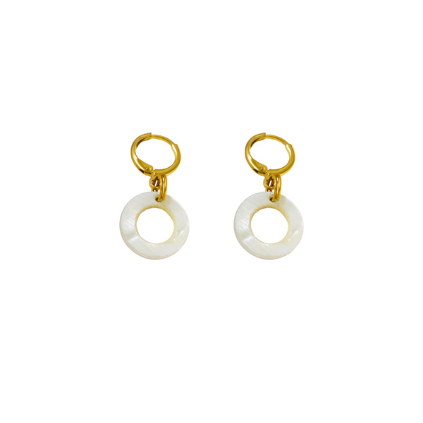 Circle Shell Huggie Minimalist Earrings | by Ifemi Jewels