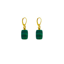 Load image into Gallery viewer, Malachite and Yellow Gold Vermeil Earrings, Gemstone Earrings, Bloom Collection | by nlanlaVictory