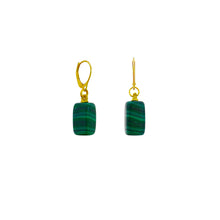 Load image into Gallery viewer, Malachite and Yellow Gold Vermeil Earrings, Gemstone Earrings, Bloom Collection | by nlanlaVictory
