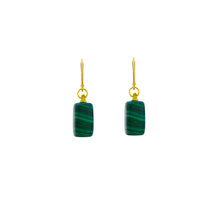 Load image into Gallery viewer, Malachite and Yellow Gold Vermeil Earrings, Gemstone Earrings, Bloom Collection | by nlanlaVictory