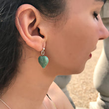 Load image into Gallery viewer, Chrysoprase Jade Stud Earrings, Chrysoprase Earrings, Jade Earrings, Heart Stud Earrings | by nlanlaVictory