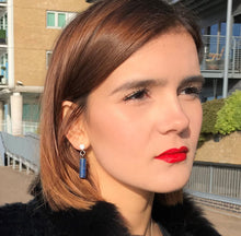 Load image into Gallery viewer, Onyx Stud Earrings, Gemstone Earrings, Sterling Silver Stud Earrings | by nlanlaVictory