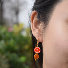 Load image into Gallery viewer, Oranges and orange freshwater pearl earrings | by Ifemi Jewels
