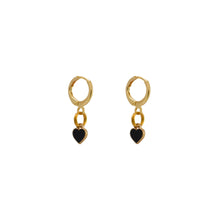 Load image into Gallery viewer, Black heart enamel minimalist huggie earrings | by Ifemi Jewels