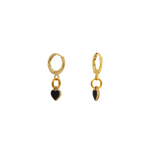 Load image into Gallery viewer, Black heart enamel minimalist huggie earrings | by Ifemi Jewels