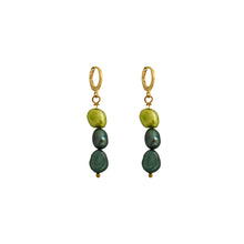 Load image into Gallery viewer, Green freshwater pearl huggie earrings | by Ifemi Jewels