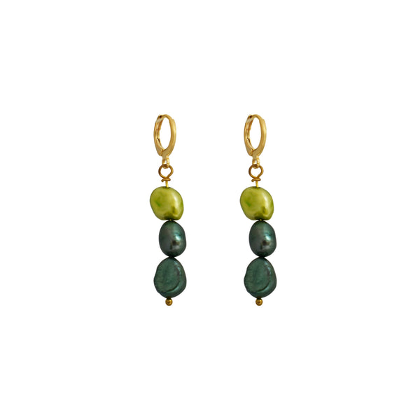 Green freshwater pearl huggie earrings | by Ifemi Jewels