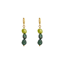 Load image into Gallery viewer, Green freshwater pearl huggie earrings | by Ifemi Jewels