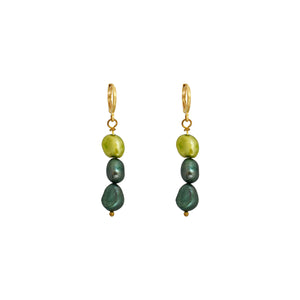 Green freshwater pearl huggie earrings | by Ifemi Jewels