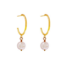 Load image into Gallery viewer, Pink Pearl Hoop Earrings, Faux Pearl Hoop Earrings, Pink Pearl Statement Earrings | by lovedbynlanla