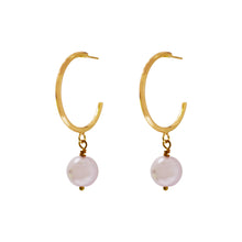 Load image into Gallery viewer, Pink Pearl Hoop Earrings, Faux Pearl Hoop Earrings, Pink Pearl Statement Earrings | by lovedbynlanla
