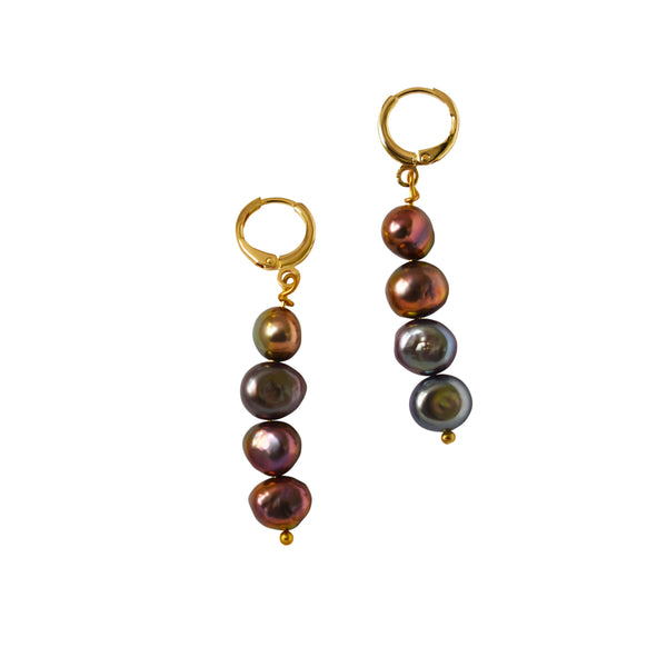 Brown purple potato pearl earrings | by Ifemi Jewels
