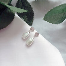 Load image into Gallery viewer, Sterling Silver Stud Earrings With Silver Freshwater Pearls | by nlanlaVictory