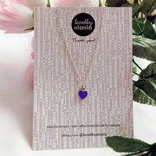 Load image into Gallery viewer, Purple Wisdom Heart Necklace, Playing Cards inspired Queen of Hearts | by lovedbynlanla