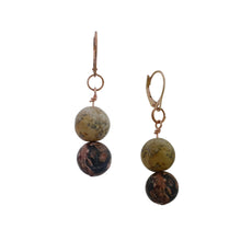 Load image into Gallery viewer, Picture Jasper and Leopard Skin Jasper Rose Gold Vermeil, 9k or 18k Rose Gold Earrings, Bloom Collection | by nlanlaVictory