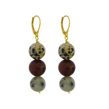 Load image into Gallery viewer, Poppy, Dalmatian & Sesame Jasper Yellow gold vermeil or 9k or 18k gold earrings, Bloom Collection | by nlanlaVictory