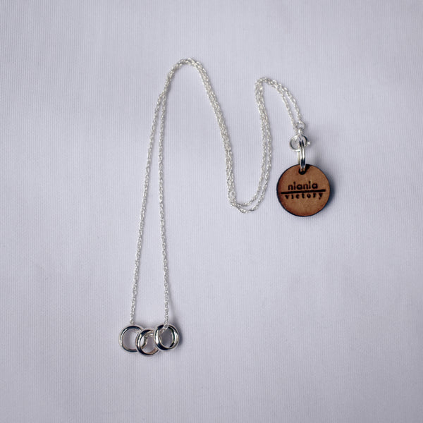 Triple unity sterling silver necklace