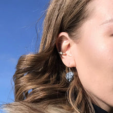 Load image into Gallery viewer, Snowflake Obsidian Drop Earrings, Heart Sterling Silver Drop Earrings, Gemstone Earrings | by nlanlaVictory