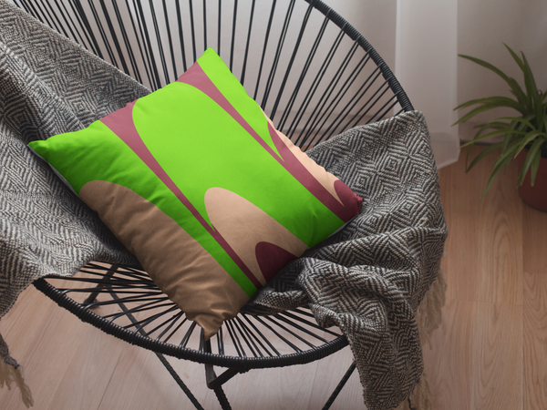 Green Peach Maroon Red Abstract Design Cushion Cover without filler | by Victory In Wellness