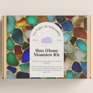 DIY Sea Glass Mosaic Craft Kit for Adults, Create Beach-Inspired Home Decor with Glass Tiles, Easy Step-by-Step Instructions | by Victory In Wellness