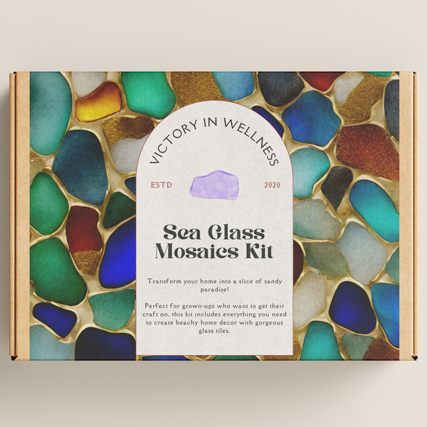 DIY Sea Glass Mosaic Craft Kit for Adults, Create Beach-Inspired Home Decor with Glass Tiles, Easy Step-by-Step Instructions | by Victory In Wellness