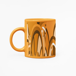Orange Favour Mug, Orange Brown Abstract Ceramic Mug with Unique Geometric Design | by Victory In Wellness