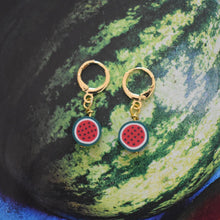Load image into Gallery viewer, Watermelon huggie earrings | by Ifemi Jewels
