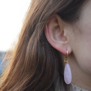 Rose Quartz and Yellow Gold Vermeil Earrings, Gemstone Earrings, Pink Gemstones, Feminine Jewelry,Bloom Collection | by nlanlaVictory