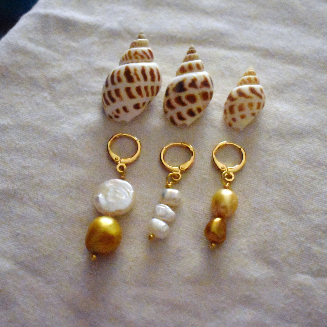 White Gold Bronze Freshwater Pearl Single Earring | by Ifemi Jewels