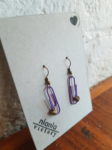 Purple Personalised Paperclip Earrings | by lovedbynlanla