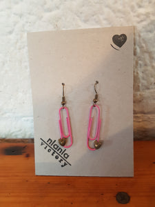 Pink Personalised Paperclip Earrings | by lovedbynlanla