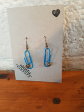 Load image into Gallery viewer, Blue Personalised Paperclip Earrings | by lovedbynlanla
