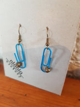Load image into Gallery viewer, Blue Personalised Paperclip Earrings | by lovedbynlanla
