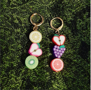 Mismatched Fruit Huggie Earrings | by Ifemi Jewels