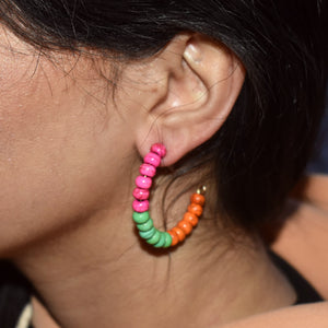 Yellow Purple Green Beaded hoop earrings | by lovedbynlanla