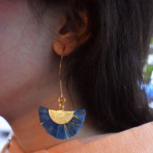 Load image into Gallery viewer, Fan Earrings, Blue tassel earrings, Angled drop earrings, Minimalist Modern Earrings, Fashion accessories | by lovedbynlanla
