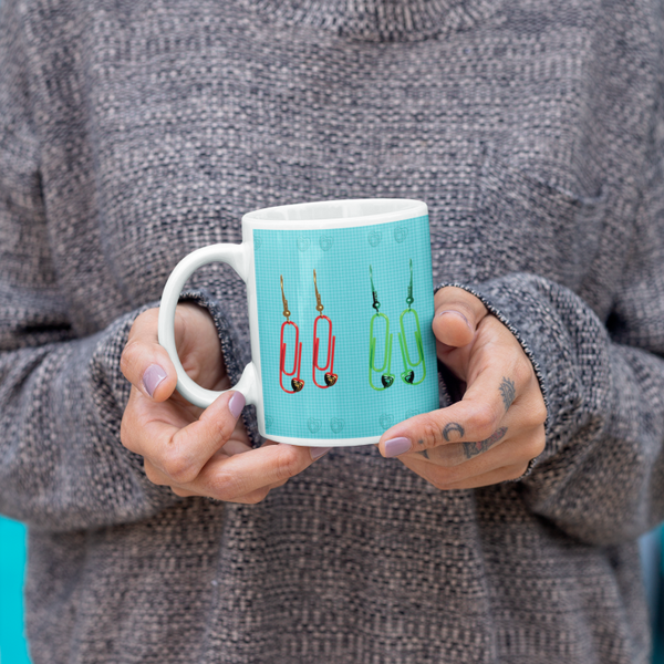 Retro 60's Paperclip Themed Ceramic Mug, Kitsch Mug | by Victory In Wellness