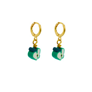 Green Apple Fruit Huggie Earrings | by Ifemi Jewels