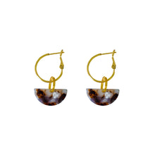 Load image into Gallery viewer, Black Semi Circle Acrylic Hoop earrings | by Ifemi Jewels
